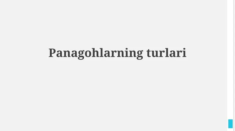 Panagohlarning turlari