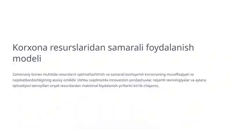 Korxona resurslaridan samarali foydalanish modeli