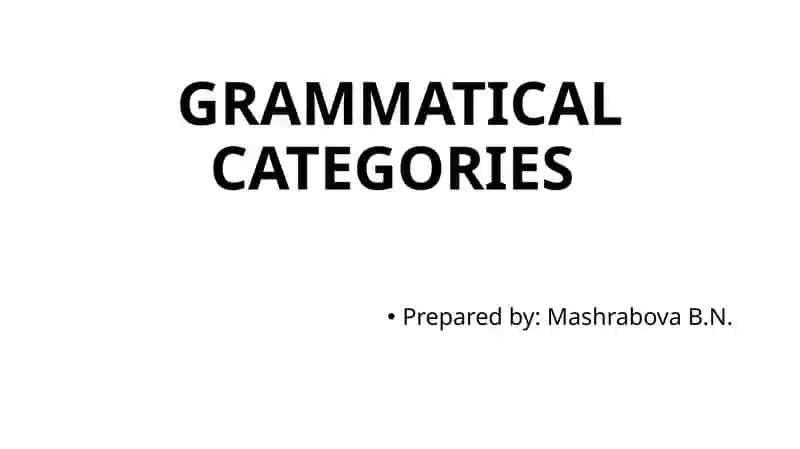 GRAMMATICAL CATEGORIES