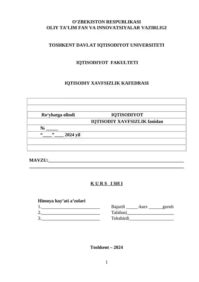 IQTISODIY TEBRANISHLAR. ISHSIZLIK