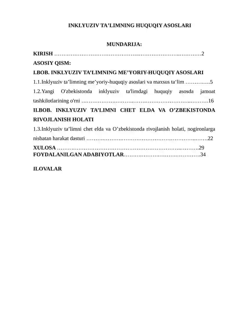 INKLYUZIV TAʼLIMNING HUQUQIY ASOSLARI