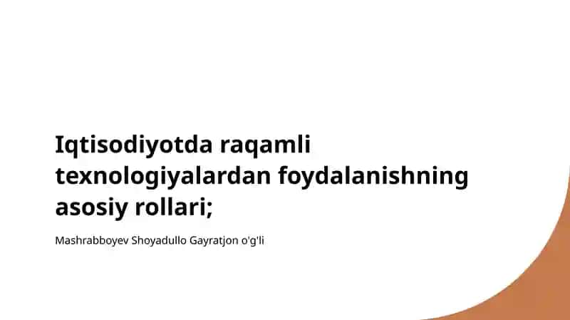 Raqamli iqtisodiyotning asosiy tamoyillari