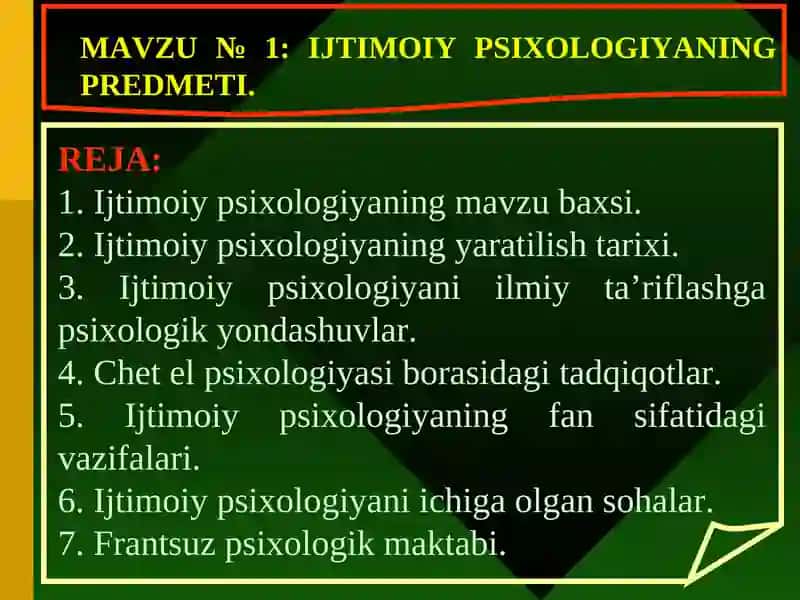 IJTIMOIY PSIXOLOGIYANING PREDMETI