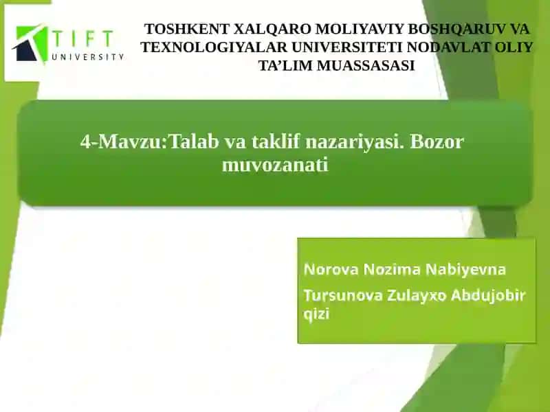Talab va taklif nazariyasi
