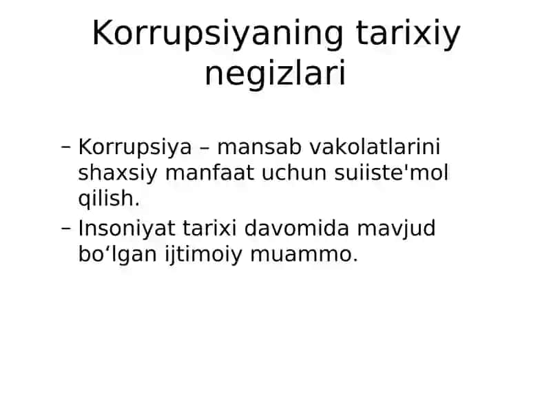 Korrupsiyaning tarixiy negizlari