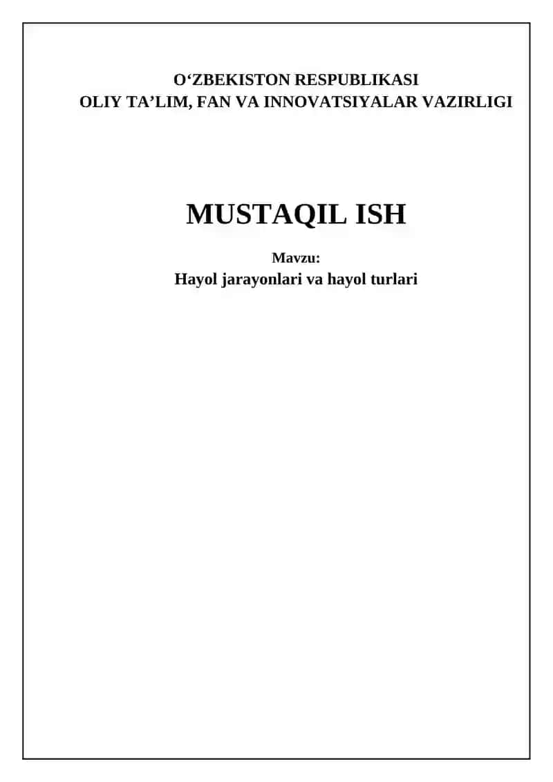Tasavvur jarayonlari va turlari