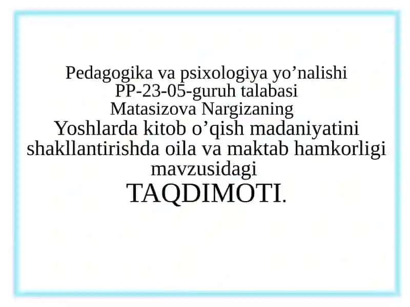 Pedagogika va psixologiya yo'nalishi PP-23-05