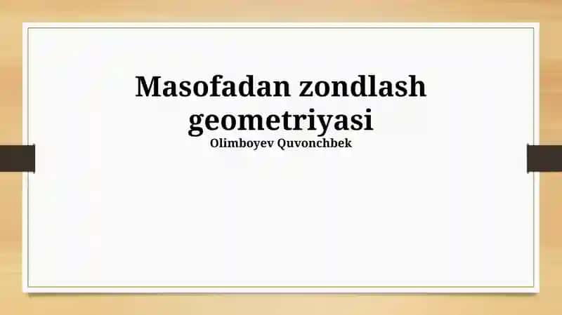 Masofadan zondlash geometriyasi