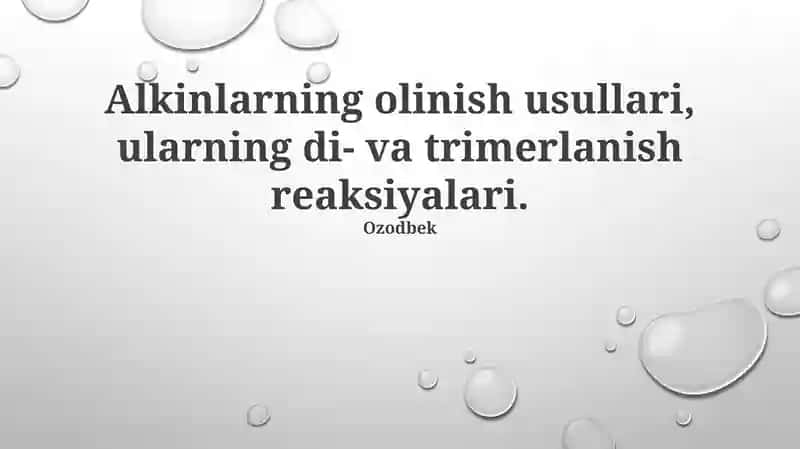 Alkin Sintezi Usullari