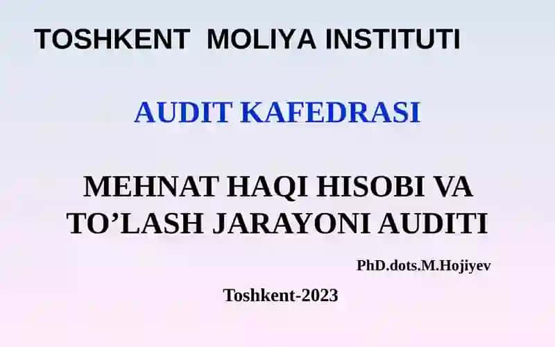 Mehnatga haq to'lash bo’yicha hisoblashishlar auditi