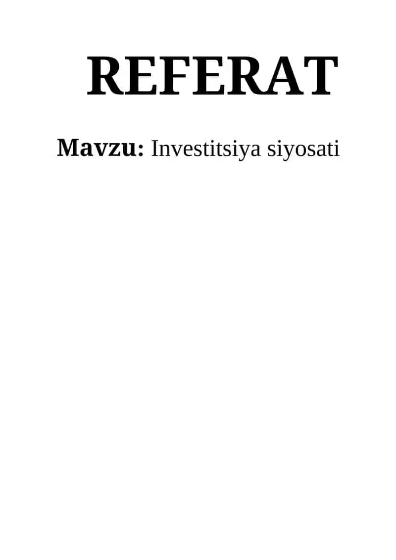Investitsiya siyosati