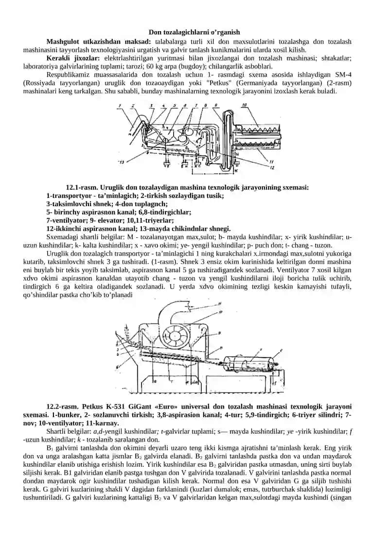Don tozalagichlarni o’rganish