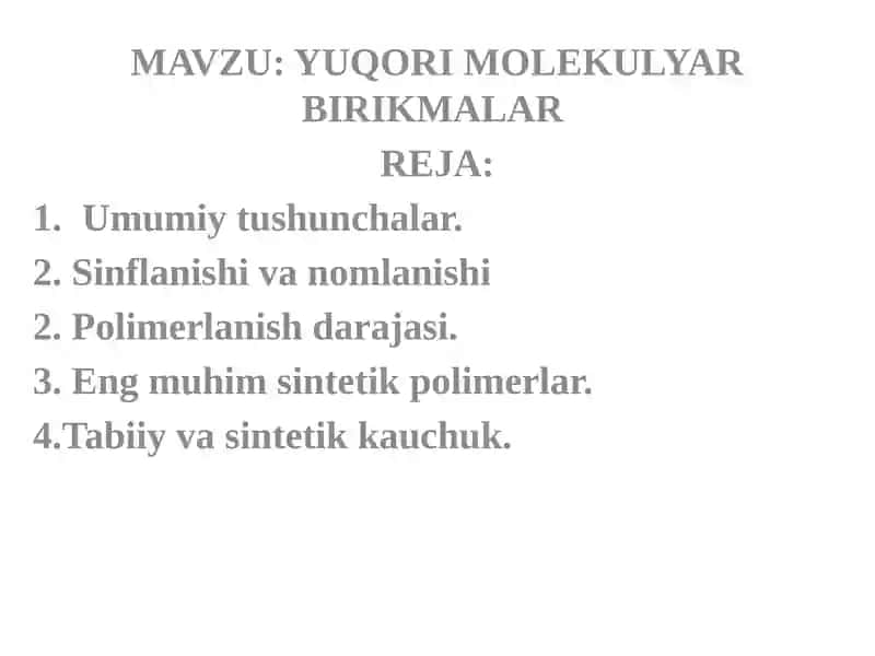 Yuqorimolekulyar birikmalar