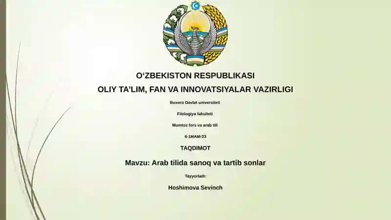 Arab tilida sanoq va tartib sonlar