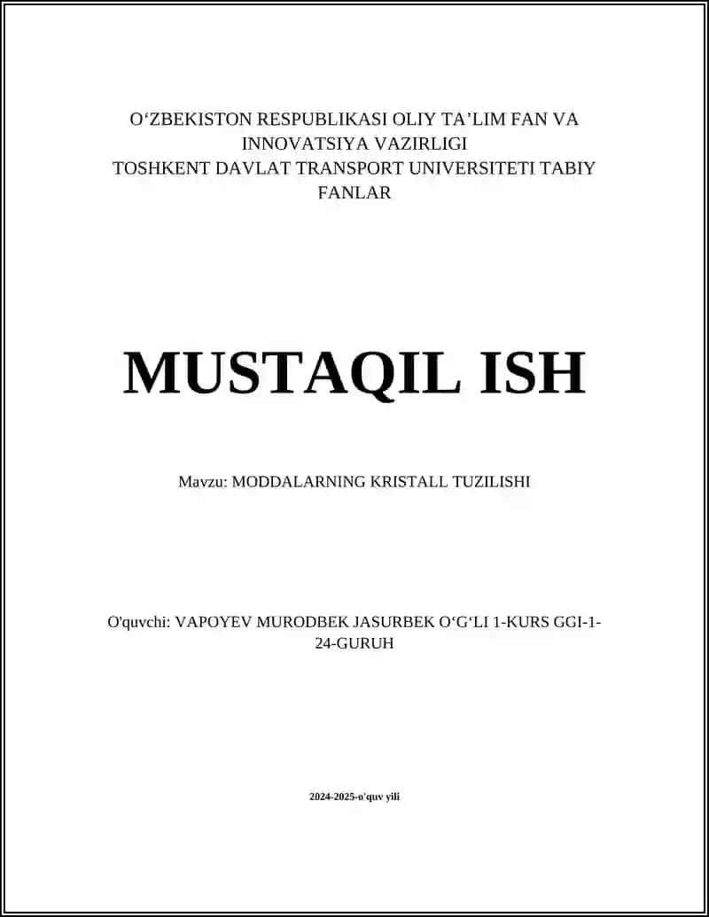 MODDALARNING KRISTALL TUZILISHI