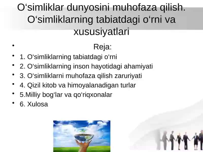 O‘simliklar dunyosini muhofaza qilish