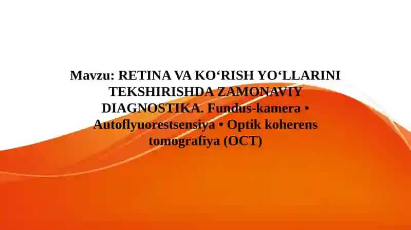 RETINA VA KO‘RISH YO‘LLARINI TEKSHIRISHDA ZAMONAVIY DIAGNOSTIKA