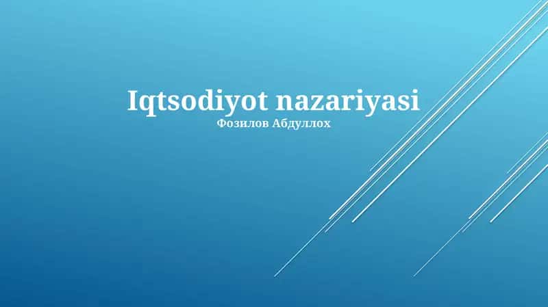 Iqtsodiyot nazariyasi