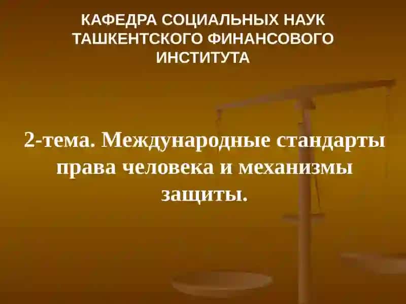 Международные стандарты права человека и механизмы защиты