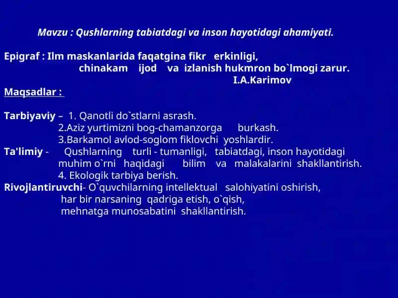 Qushlarning tabiatdagi va inson hayotidagi ahamiyati