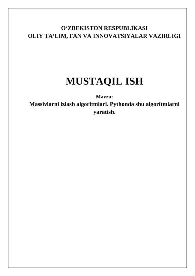 Massivlarda qidiruv algoritmlari: Asosiy tushunchalar va Python-da implementatsiya