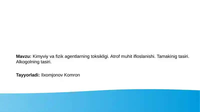 Zaharli kimyoviy moddalar ta'rifi va tasnifi