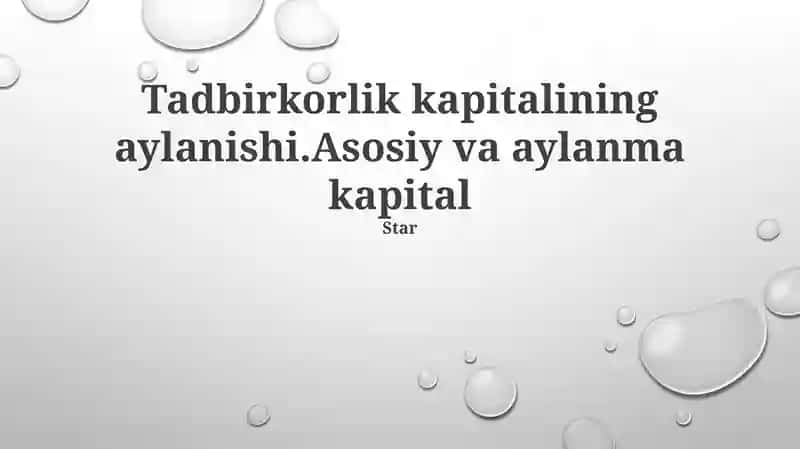Tadbirkorlik kapitalining aylanishi