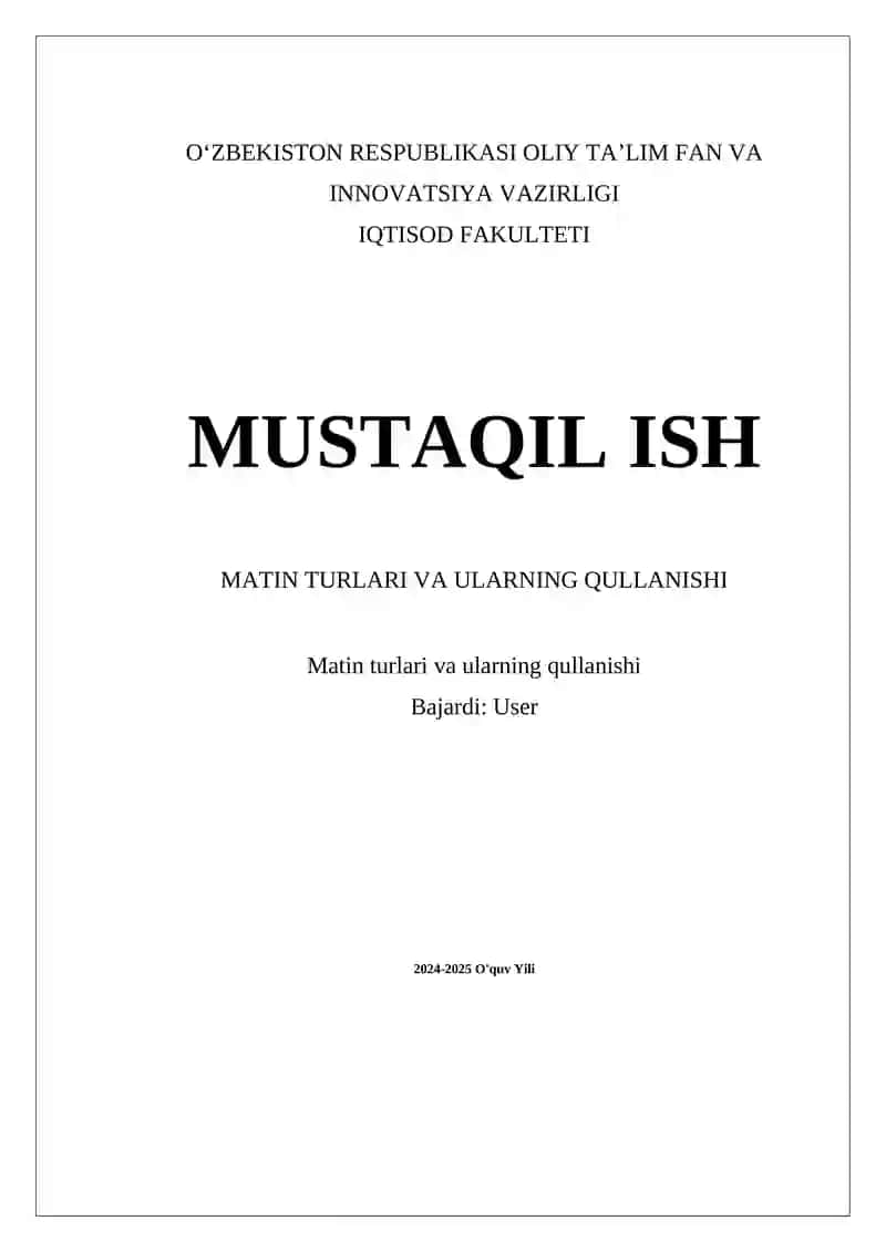 Matin turlari va ularning qullanishi