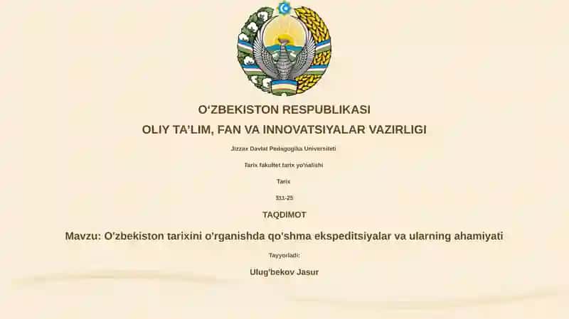O'zbekiston tarixini o'rganishda qo'shma ekspeditsiyalar va ularning ahamiyati