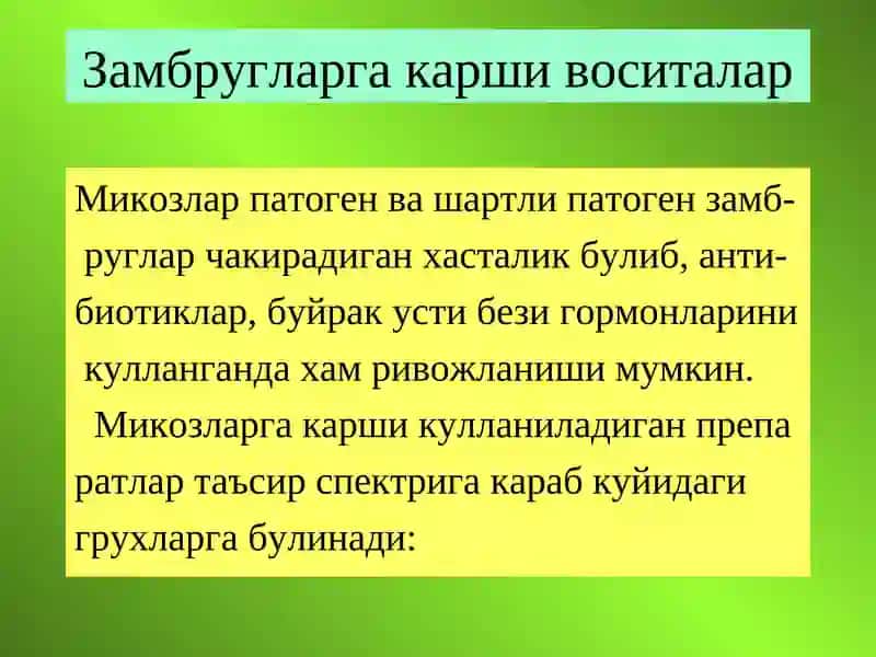 Замбругларга карши воситалар