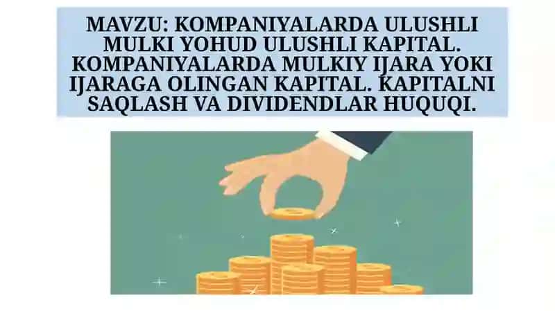 KOMPANIYALARDA ULUSHLI MULKI YOHUD ULUSHLI KAPITAL