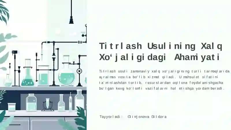Titrlash Usulining Xalq Xo‘jaligidagi Ahamiyati