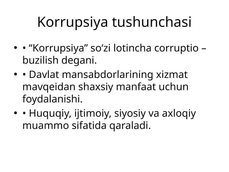 Korrupsiya tushunchasi