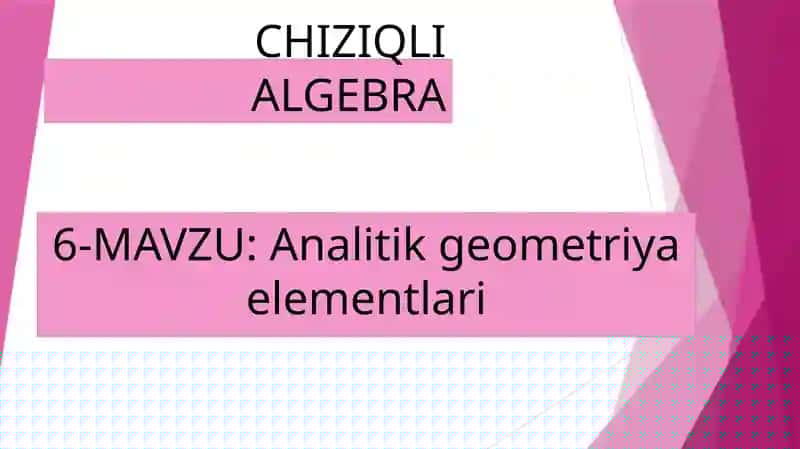 Analitik geometriya elementlari