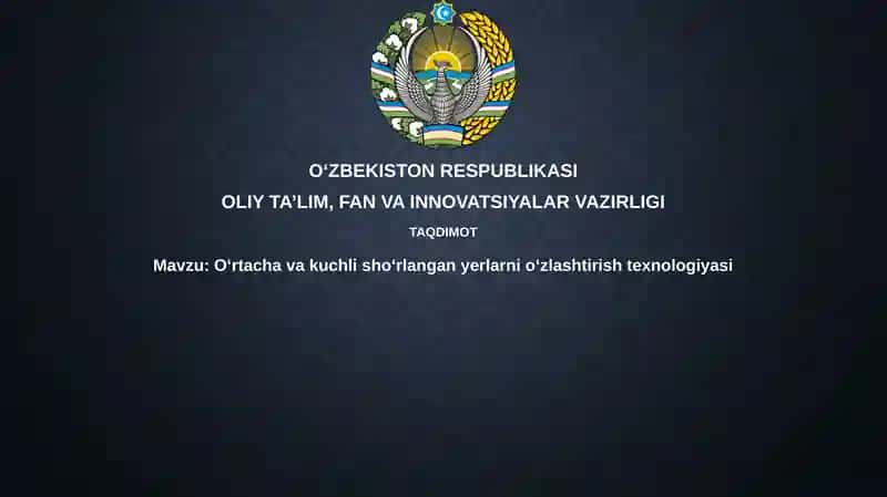 Oʻrtacha va kuchli shoʻrlangan yerlarni tiklash uchun texnologiyalar