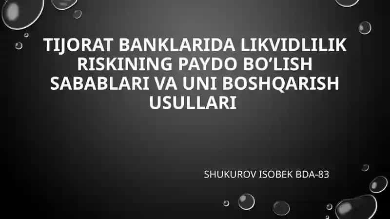 Likvidlik va miyozli moliyaviy barqarorlik