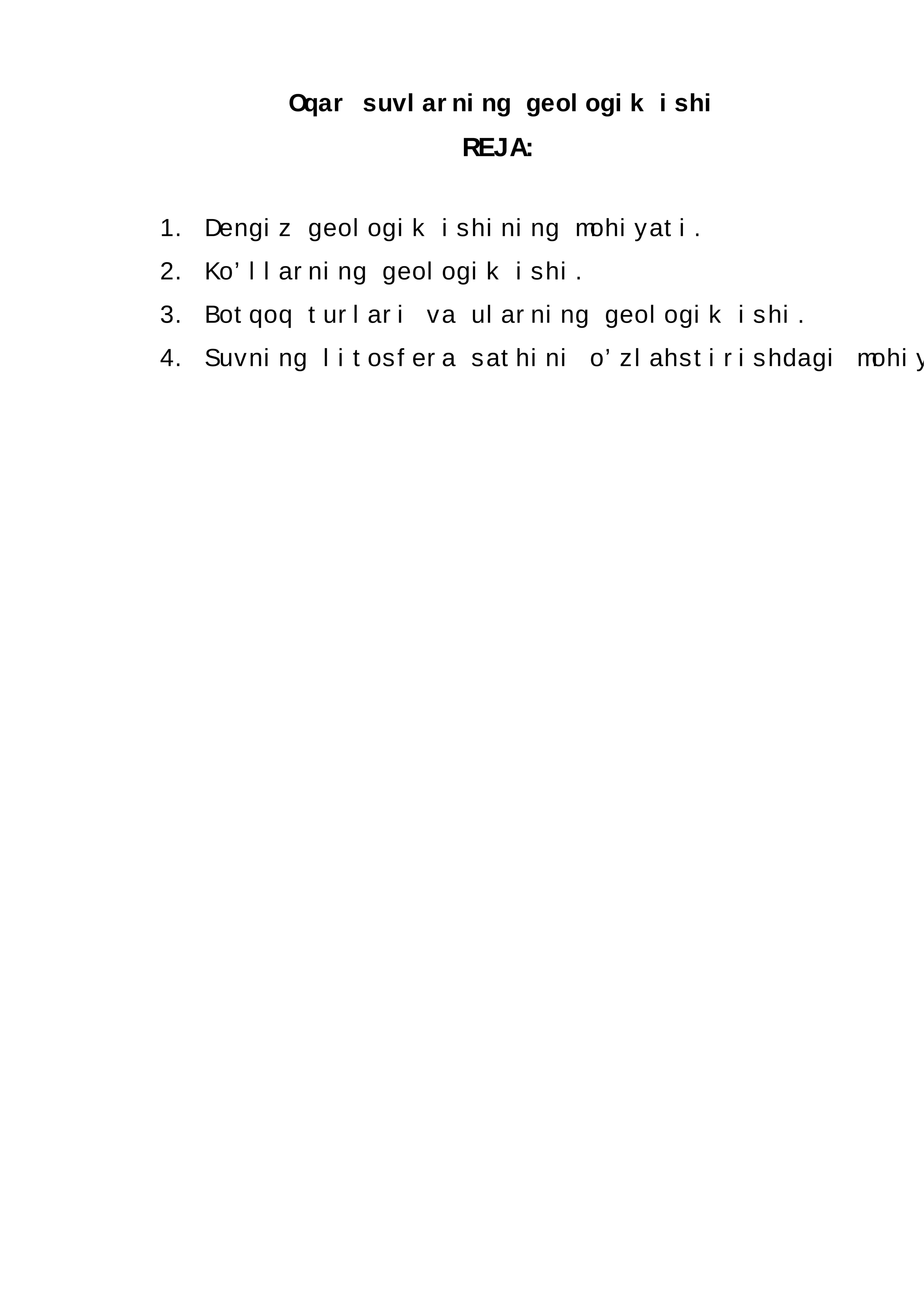 Oqar suvlarning geologik ishi