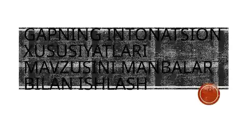 Gapning intonatsion xususiyatlari