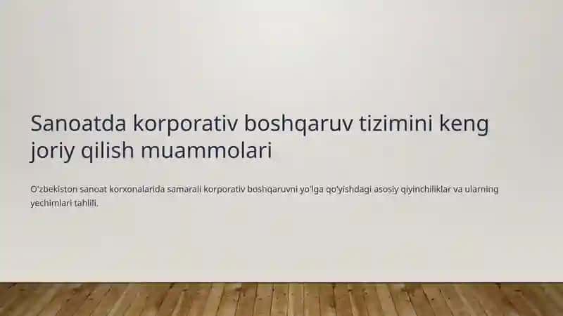 Sanoatda korporativ boshqaruv