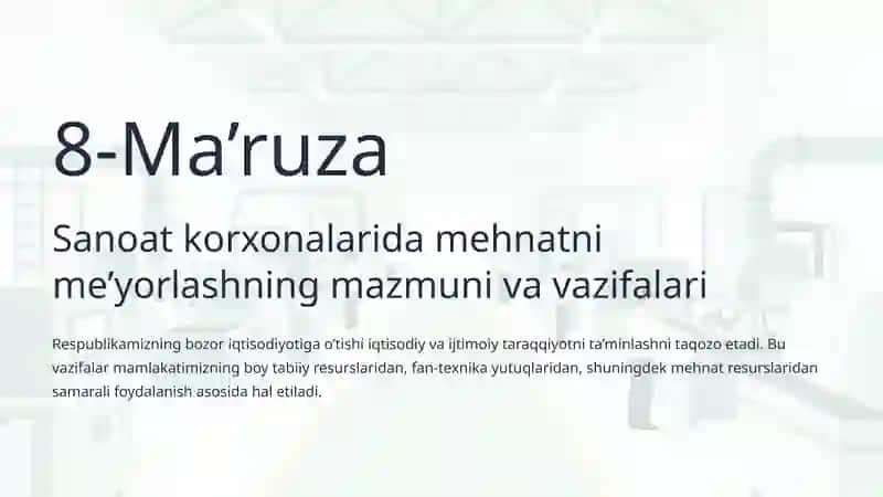 Reja va Mehnatni Me’yorlashning Samaradorlikka Ta’siri