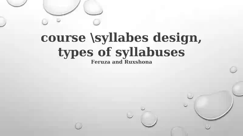 Course Syllabi Design