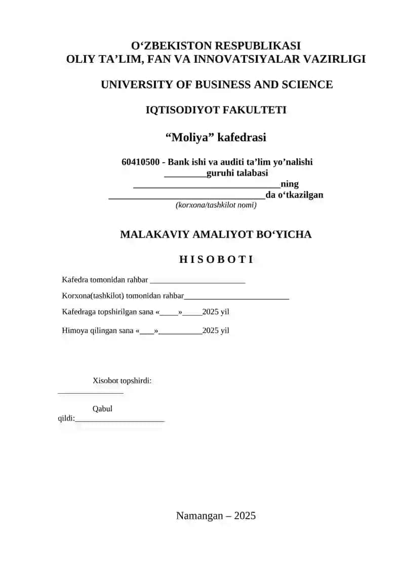 Bank ishi va auditi ta’lim yo’nalishi