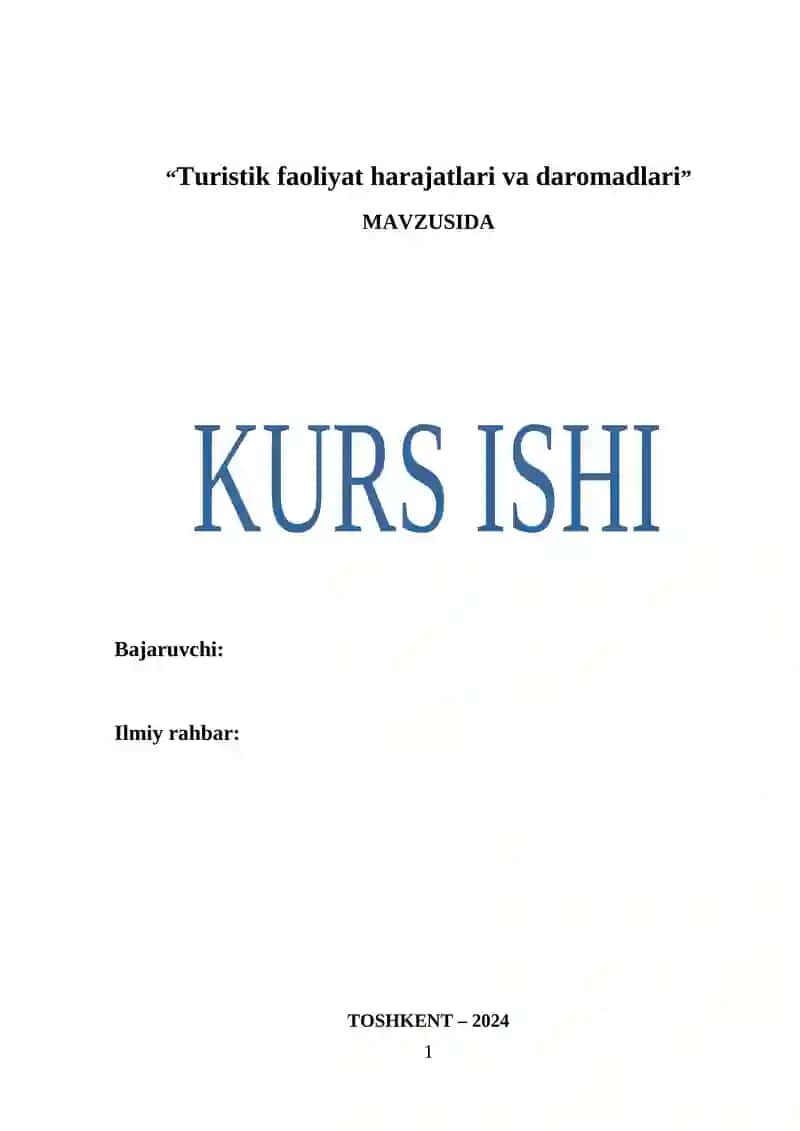 Turistik faoliyat harajatlari va daromadlari