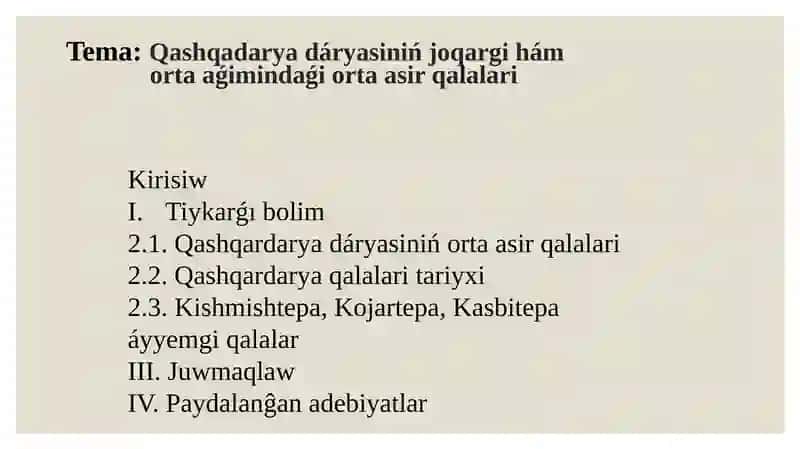 Qashqadarya dáryasiniń ortaasir qalalari