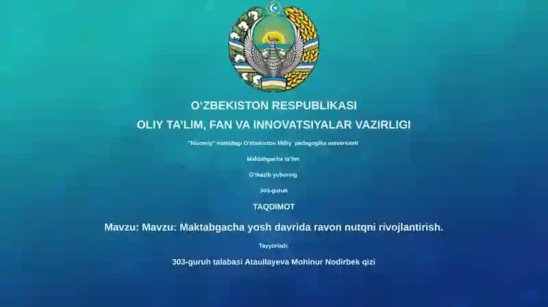 Maktabgacha yosh davrida ravon nutqni rivojlantirish