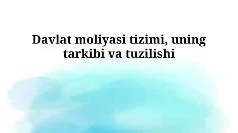 Davlat moliyasi tizimi, uning tarkibi va tuzilishi