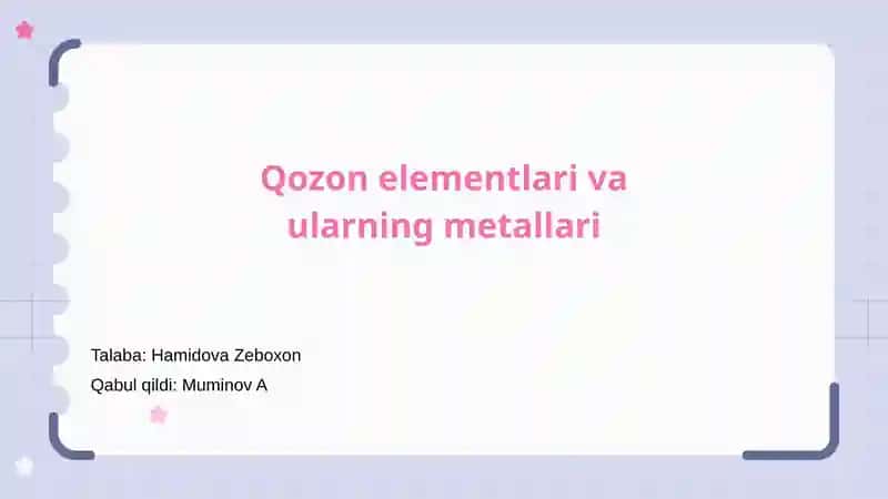 Qozon elementlari va ularning metallari