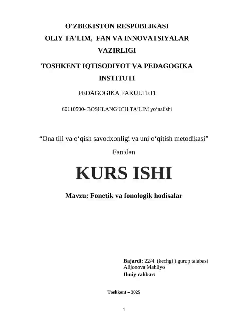 Fonetik va fonologik hodisalar