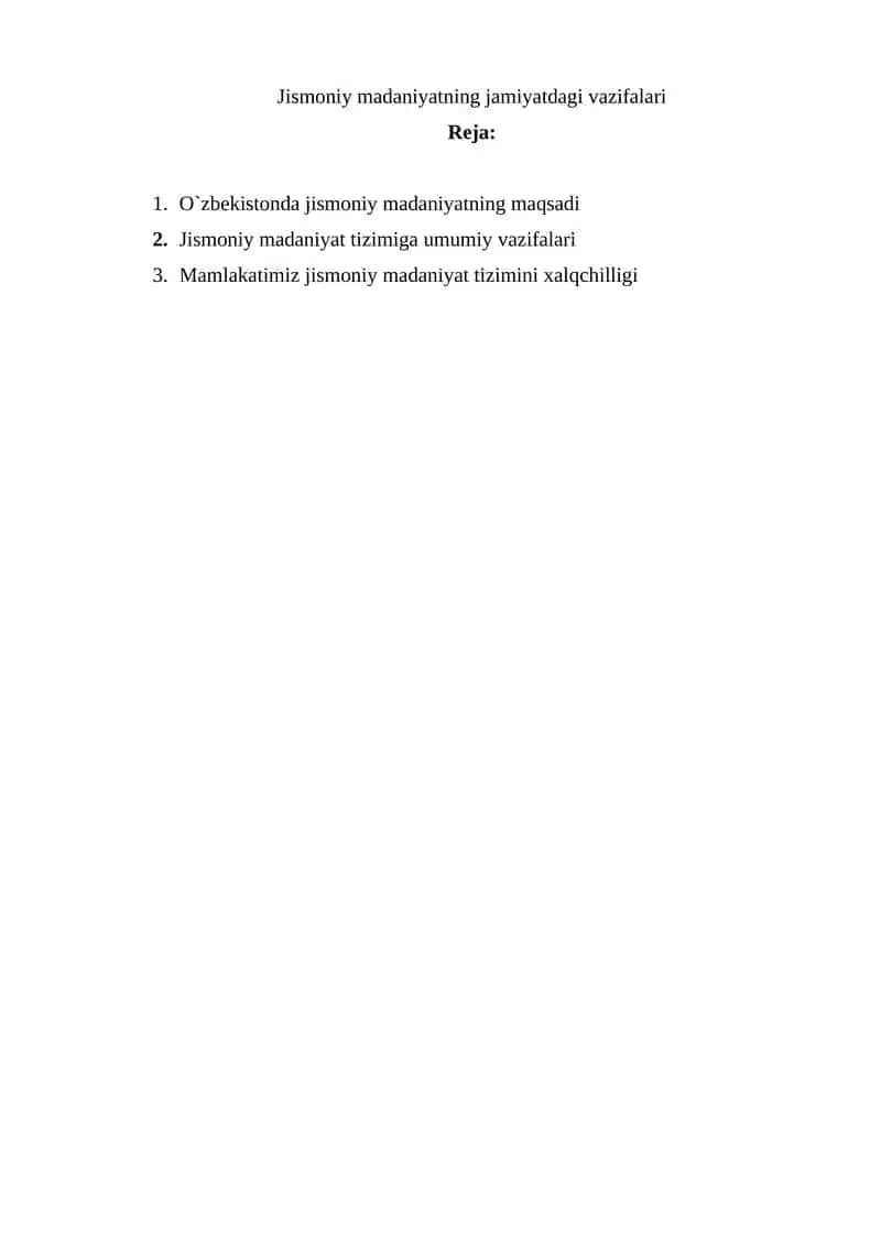 Jismoniy madaniyatning jamiyatdagi vazifalari