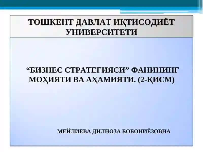 "БИЗНЕС СТРАТЕГИЯСИ"